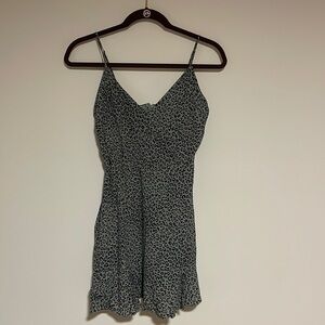 Leopard Mini Dress Small Ruffle Neutral Boho All In Favor Green Edgy Animal